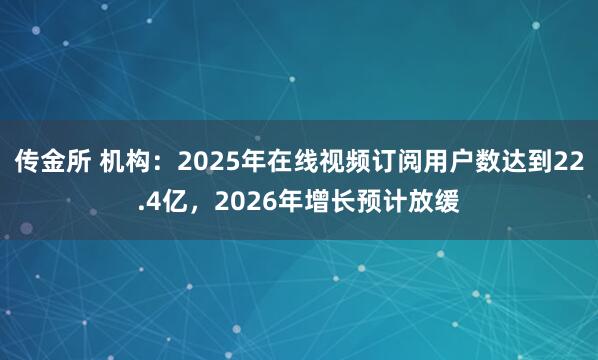 传金所 机构：2025年在线视频订阅用户数达到22.4亿，2026年增长预计放缓